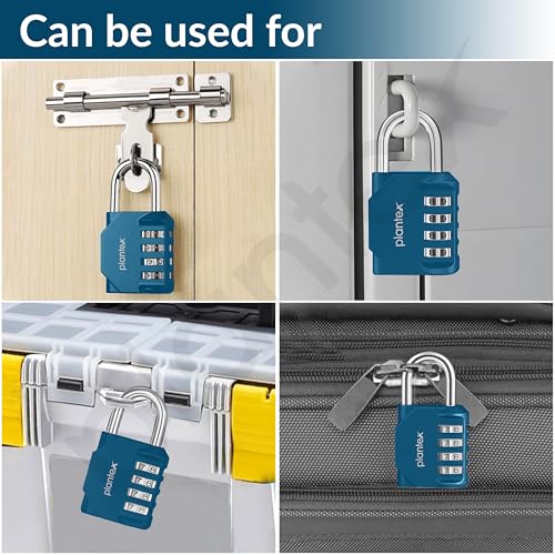 Image of Plantex 4-Digit Code Combination Door Locks /Number Lock /Locks for Luggage Bags for Travel /Portable Luggage Lock /Travel Lock for Briefcase /Laptop Bags - Pack of 1 (Blue)