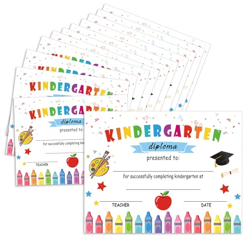 Kindergarten Diploma Graduation Certificates 30 Pcs Kindergarten Preschool Graduation Diploma Certificate Achievement Award Certificate for Kids Student Teacher Kindergartens Graduations Gift Supplies