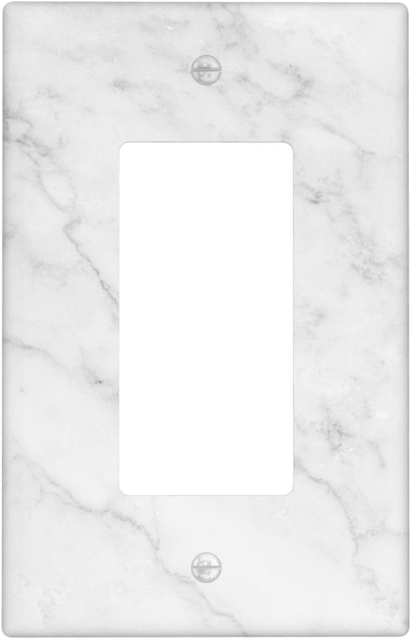 Faux White Marble Printed Single Rocker Light Switch Cover Plate
