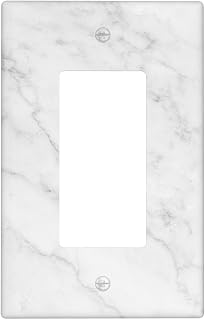 Faux White Marble Printed Single Rocker Light Switch Cover Plate