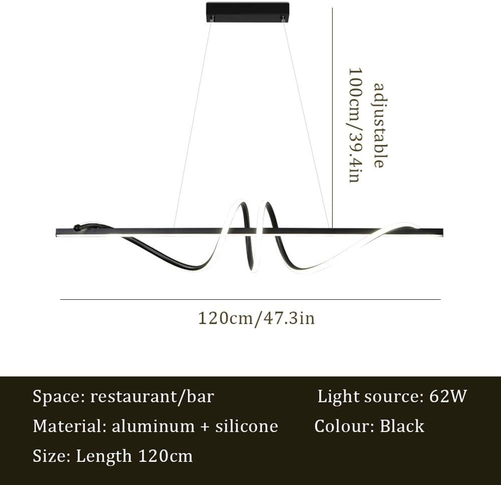 USMJQVZ Nordic LED Linear Pendant Light,52W Dimmable Linear Spiral Kitchen Island Lighting 62W Aluminum LED Chandeliers for Dining Room Living Room