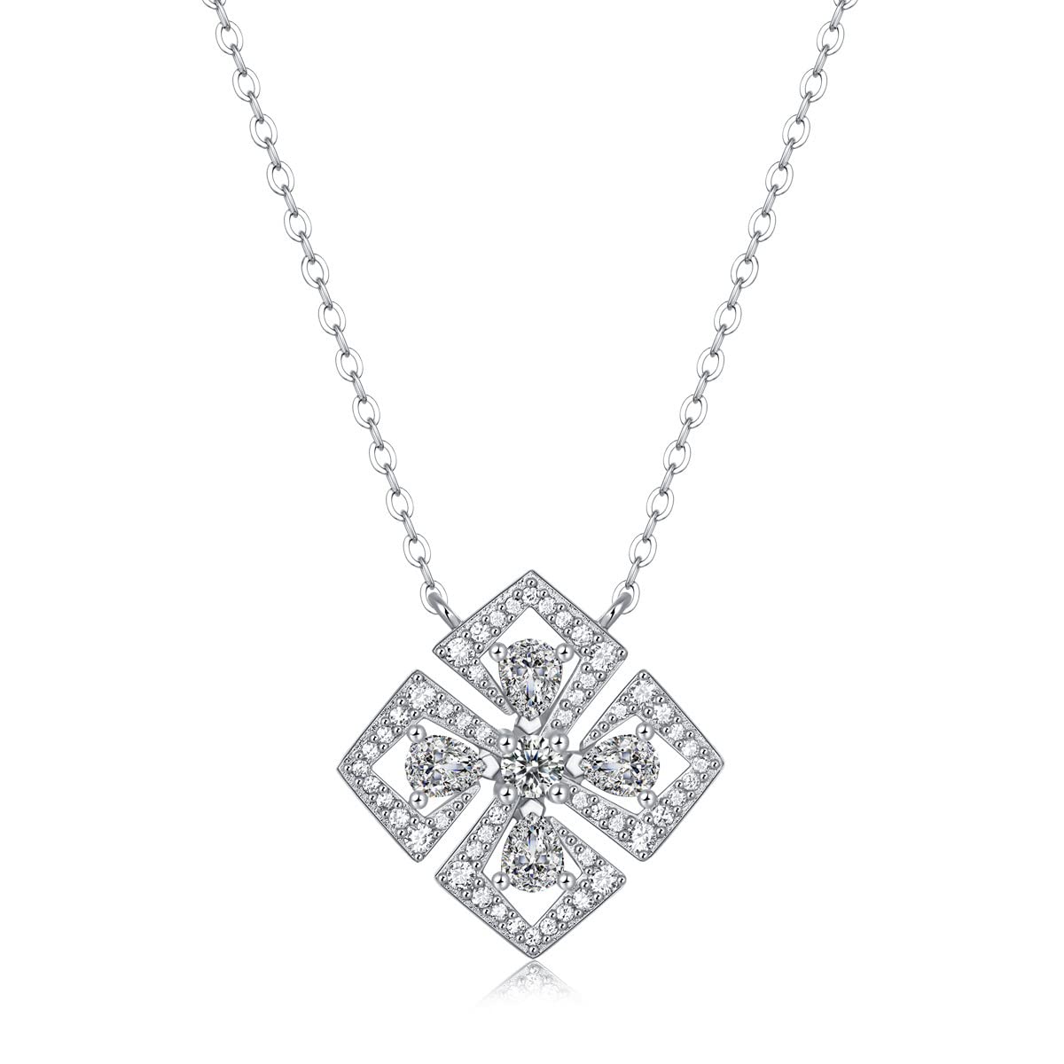 Klasyczny kwadratowy kształt 5A CZ Naszyjnik 925 Sterling Silver Sparkling Luxury Naszyjnik wisiorek dla kobiet Dobra biżuteria ślubna