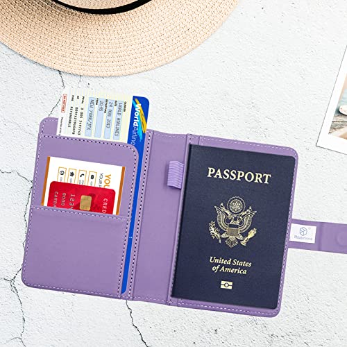 Image of Melsbrinna Premium Leather Passport Holder Covers Case, Waterproof Rfid Blocking Travel Wallet Passport Holder with Pen Holder, Cute Passport Book for Women /Men