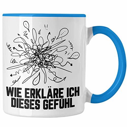 Trendation - Psychologie Tasse Geschenk Therapeut Therapeutin Psychologe Lustiger Spruch Studium Studentin (Blau)
