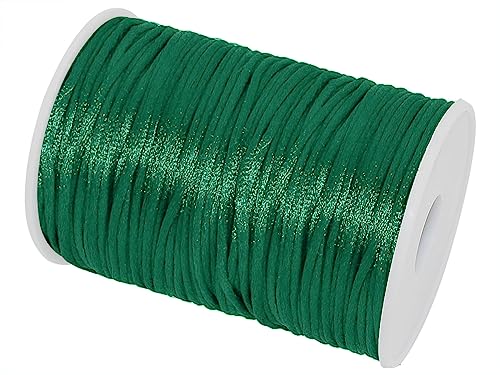 YEQIN 2mm x 100 Yards Quality Rattail Nylon Satin Cord Roll, Kumihimo Rattail, Chinese Knot (Dark green) - Image 2