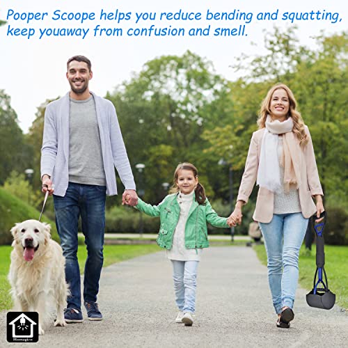 Image of Pooper Scooper for Large Dogs，Portable Dog Pooper Scooper with Long Handle,Foldable Pet Pooper Scooper with Waste Bag,Easy to Use Perfect for Grass,Dirt,Gravel（Blue）