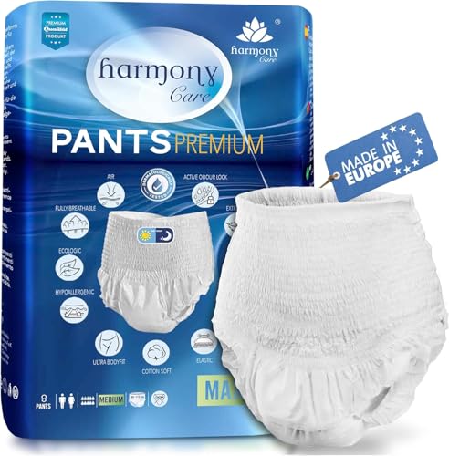 Harmony Care ® MAXI saugstarke Windelhosen für Erwachsene – diskrete Inkontinenz Pants für Frauen und Männer - Windeln für Erwachsene, Gr.L - 8 Stück Testpack