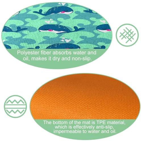 Tapis de cuisine antidérapants motif baleines pour sécuriser et égayer les sols glissants