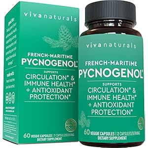 Pycnogenol 100mg from French Maritime Pine Bark Extract Capsules - Healthy Blood Circulation Supplements, Antioxidant Protection, Joint Support and Immune Support - 60 Pycnogenol Supplements
