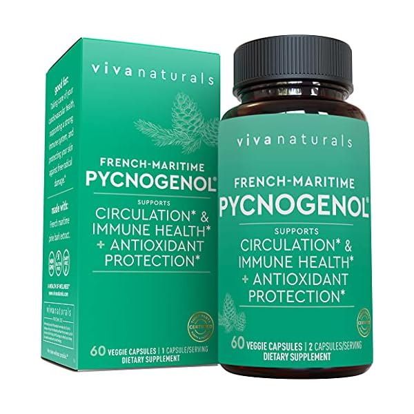 Pycnogenol-100mg-from-French-Maritime-Pine-Bark-Extract-Healthy-Blood-Circulation-Supplements-Powerful-Antioxidant-Protection-Joint-Support-and-Immune-Support-60-Veggie-Capsules Pycnogenol 100mg from French Maritime Pine Bark Extract Capsules - Healthy Blood Circulation Supplements, Antioxidant Protection, Joint Support and Immune Support - 60 Pycnogenol Supplements