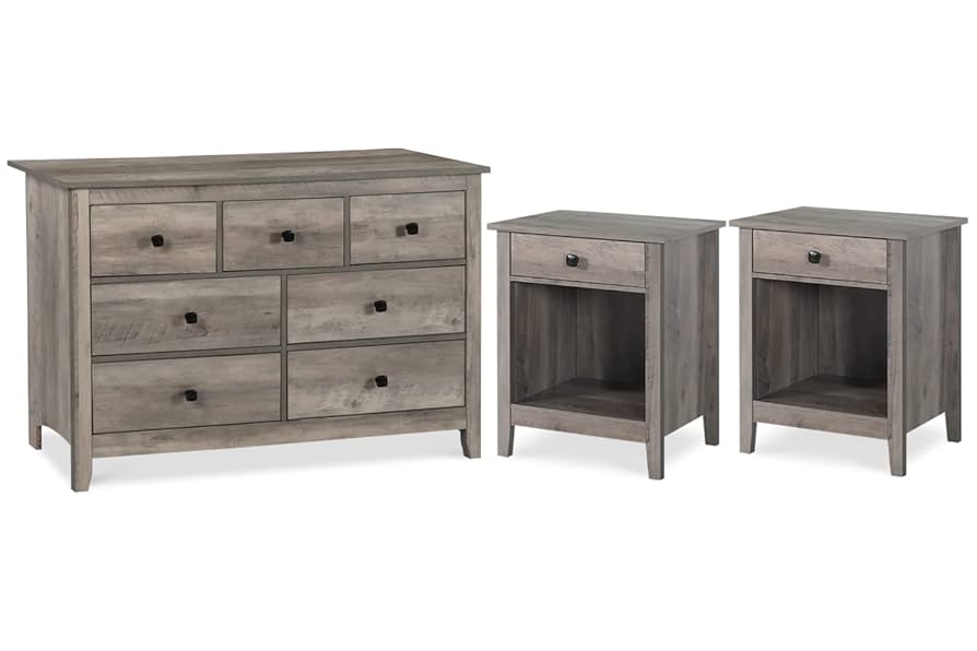 Amazon.com: Vikiullf Dresser and Nightstand Sets (Grey Wood