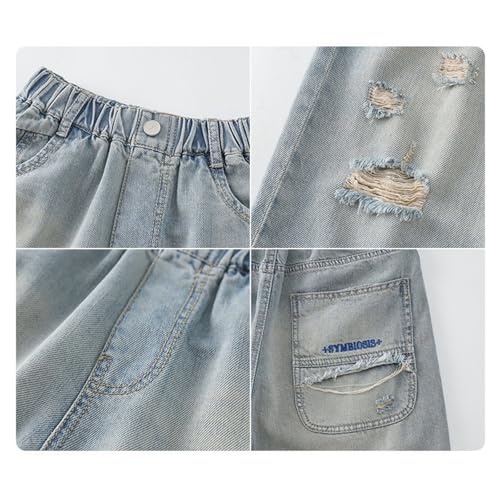 Pantalones cortos vaqueros de niño elásticos ideales para juegos casuales en el parque 7
