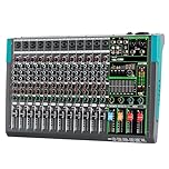 Depusheng PA12 Professional Audio Mixer 12 Channel DJ Controller with 259 DSP Effects Bluetooth MP3 Input USB Player 48V Power Phantom