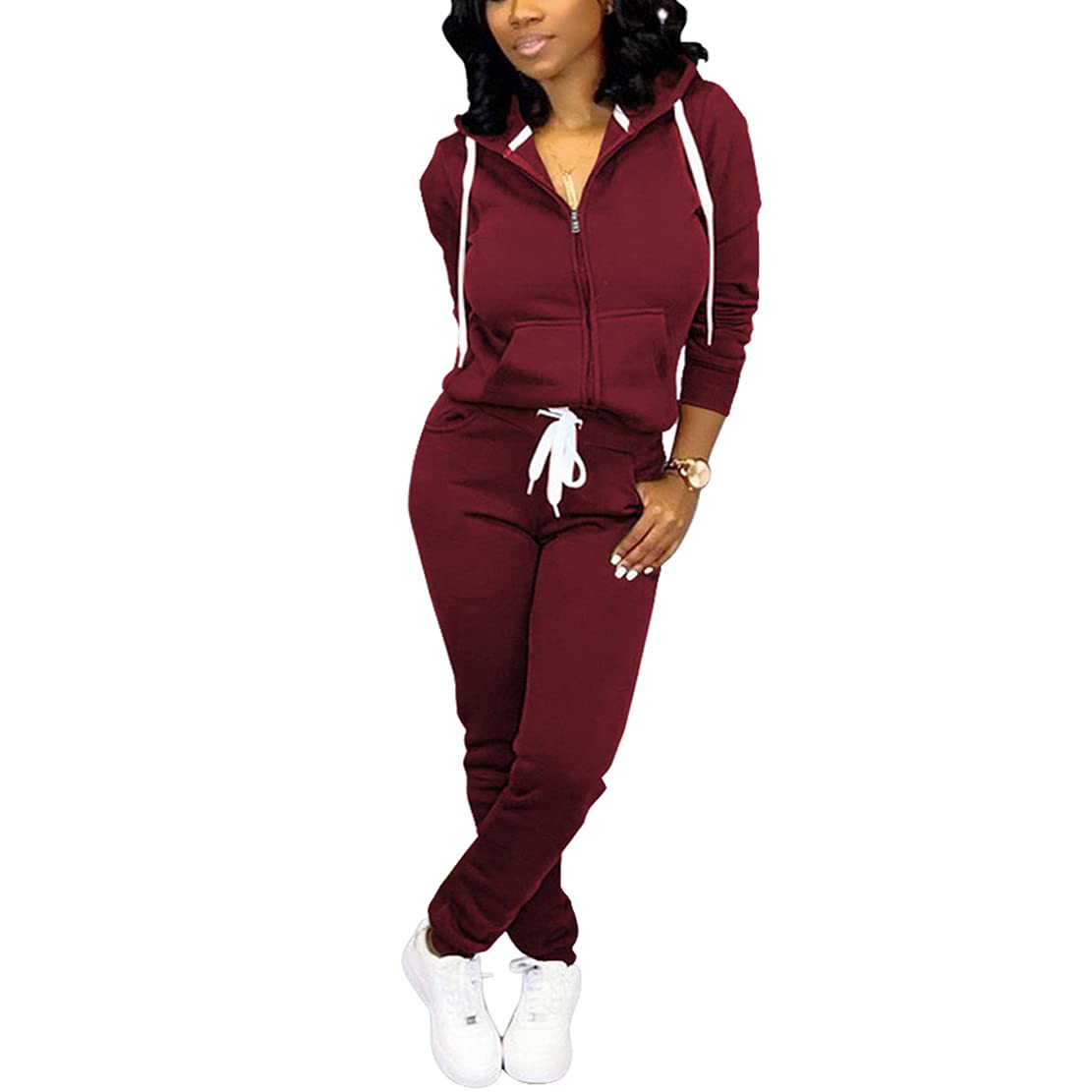 Mrskoala Two Piece Outfits for Women Tracksuit Sweat Suits Workout Jogging Sets Loungewear with Pocket