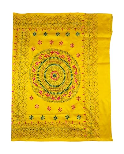 Image of Women's Kantha Stitch Handloom Cotton Silk Saree with Blouse Piece
