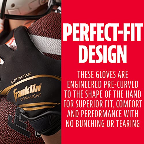 Franklin Sports Supratak Receiver Gloves - Adult Small - Black/Gold - image 5