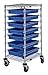 Quantum BC212439M2BL Bin Cart, 21"W x 24"L x 45"H, Carbon Steel, Chrome with Blue Bins