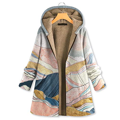 Damen Winter Mantel Große Größe Warm Dicker Outwear Parka Mantel Jacke Vinitage Landschaft Druck Kapuzenpullover Winterjacke Mit Kapuze