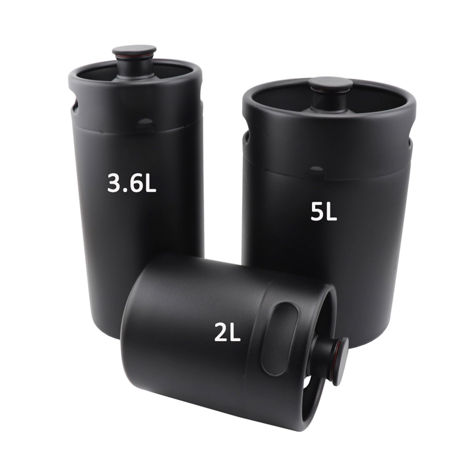 bierbrauset 2L/3.6L/5L Bierfass Minifässer Mattschwarz Homebrew Craft Beer Growler mit Deckel Heimbrausystem(3.6L)