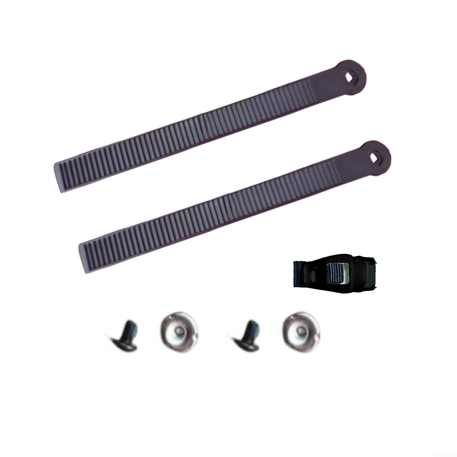 Cinghia per scaletta da snowboard e fibbie per riparazione di rilegature, materiale in nylon, lunghezza 265 mm/225 mm/205 mm, nero, include viti e dadi (205 x 20 mm)