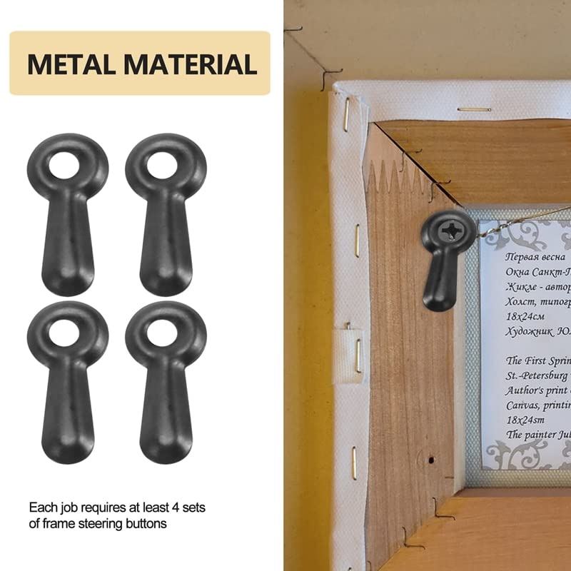 Image of 300 Picture Turn Button Fasteners Photo Frame Hardware And 300 Screws For Craft, Hanging, Drawing, Black - (Color: Black)