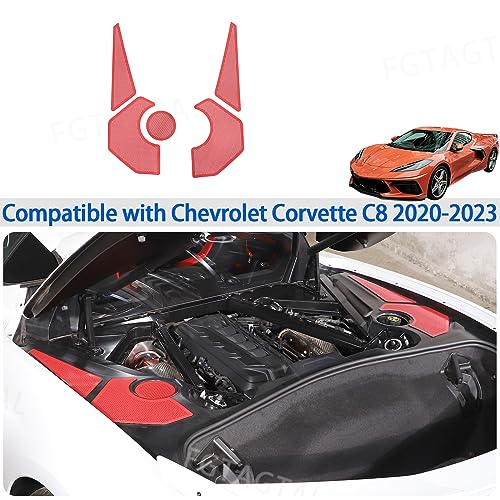 Image of Engine Bay Side Panel Cover Trim Compatible with Chevrolet Corvette C8 2020-2026, Rear Engine Covers, Engine Compartment Side Panel Decoration Accessories 5Pcs (Red)