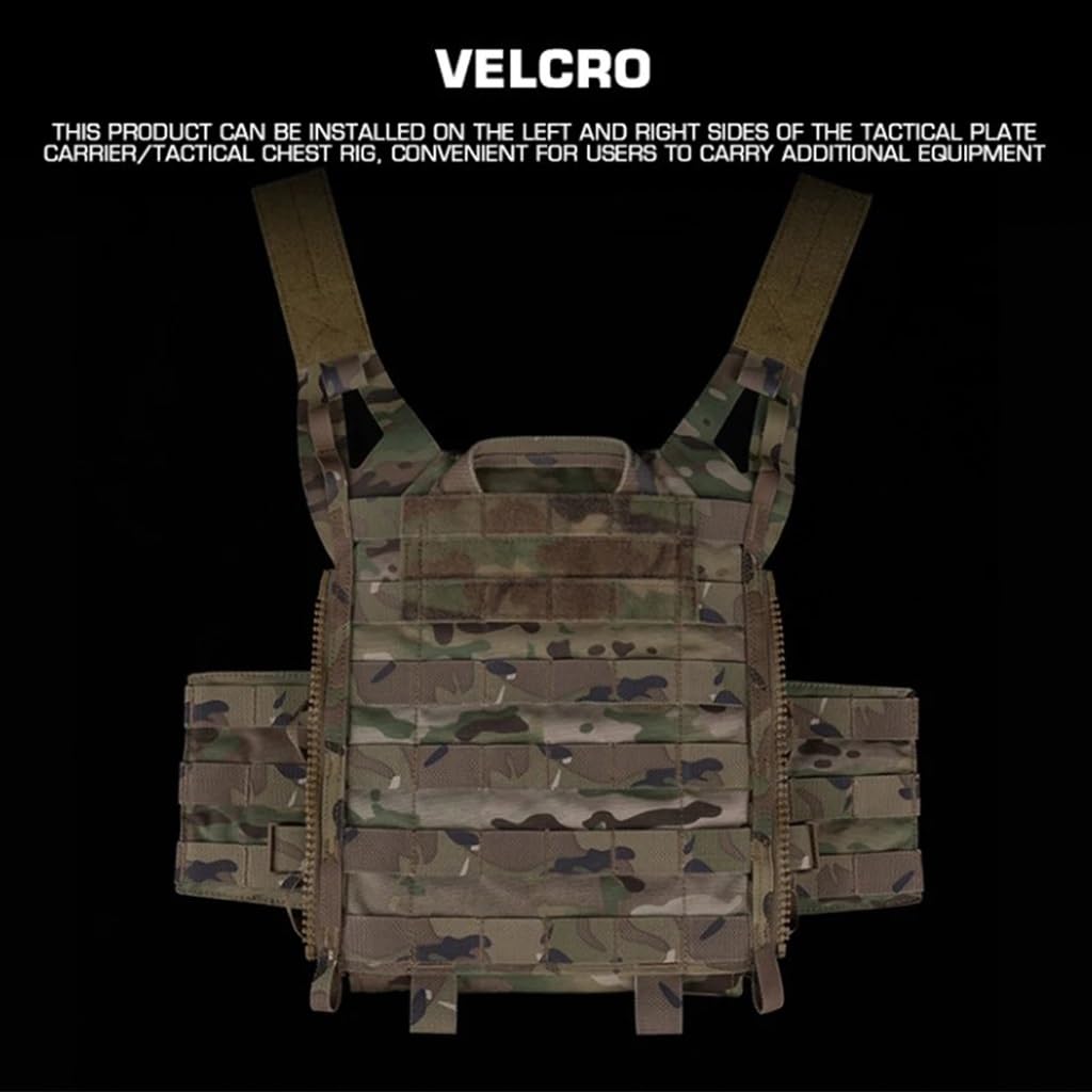 WLXW Taktischer Plattenträger, Seitliches Molle-Panel-Set for Airsoft-Jagdweste, Brustgurt-Ausrüstung, Passend for Magazintasche/Funktasche