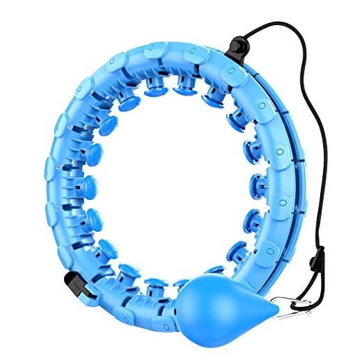 Mige Tec Smart Hula Hoop, Auto-Spinning Hoop, Intelligent Record Data, Exercise Fitness Hula Hoops Workout 24 Detachable Sections for Adults and Kids with 360 Degree Massage (Blue)