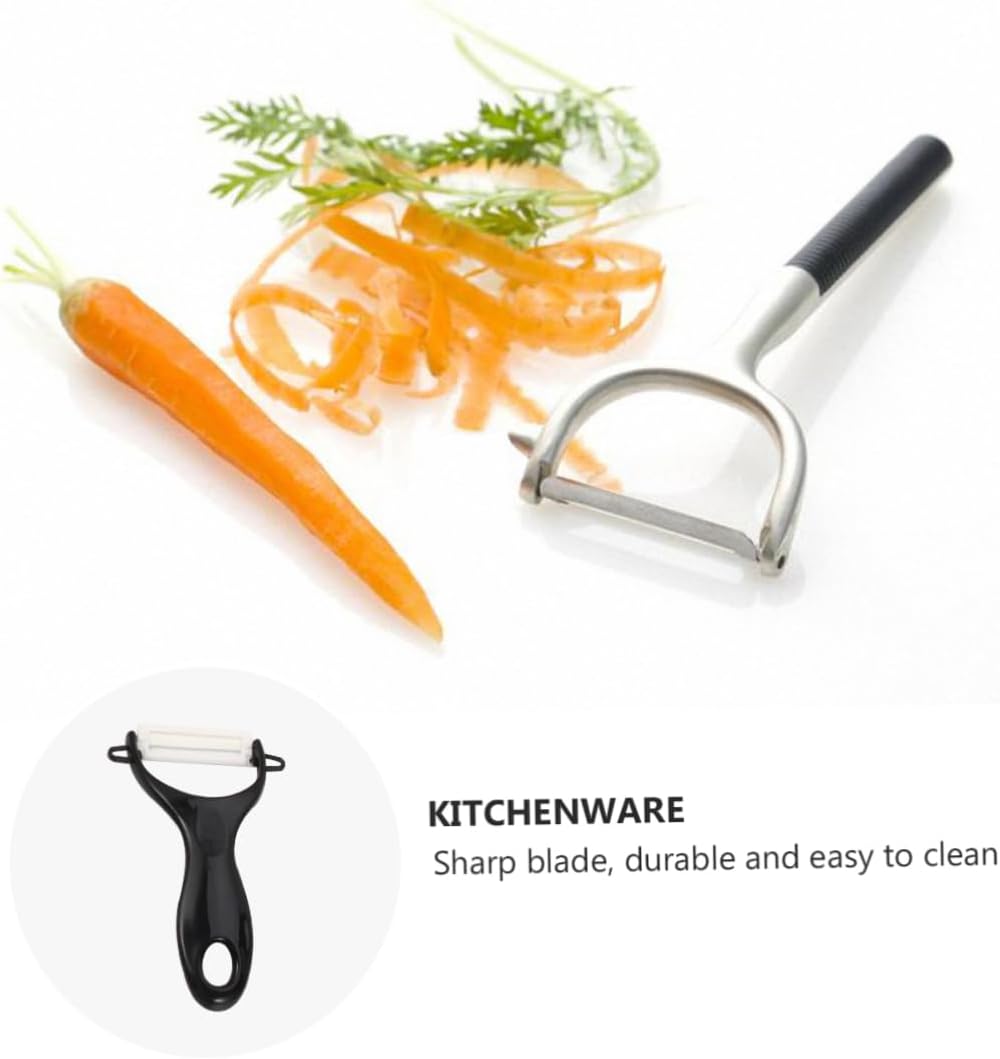 Cabilock 1set Non- Handle Ceramic Knife Kitchen Cutlery with Fruit Peeler Lightweight and Easy to Grip for Home and Restaurant Use Ceramic Blades