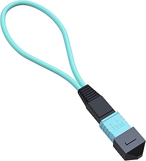VANDESAIL OM3 Multimode MPO to MPO Fiber Optic Loopback Test Cable, MTP/MPO 12-Fiber Loopback Tester Cable, 50/125 Type B MPO Female Connector, Ideal for High-Speed Network Link Testing