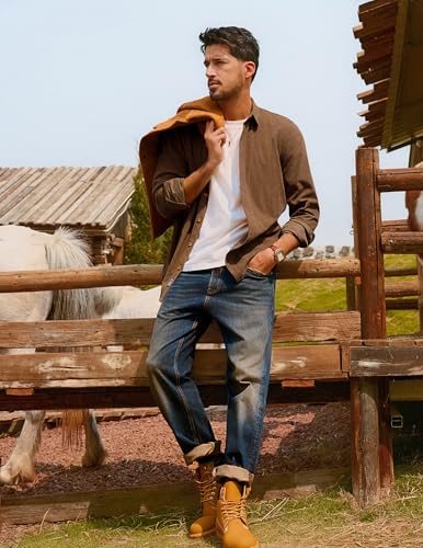 PJ PAUL JONES Men's Corduroy Shirts Casual Button Down Shirt Jacket Lightweight Shacket4