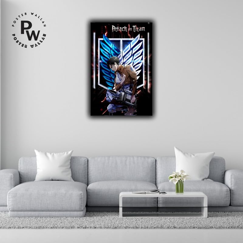 Image of POSTER WALLAH Attack On Titan Anime Poster for Home Office and Student Room Wall | Aesthetic Poster | Wall Decor ATCKONTTN15 (18X12 inch)