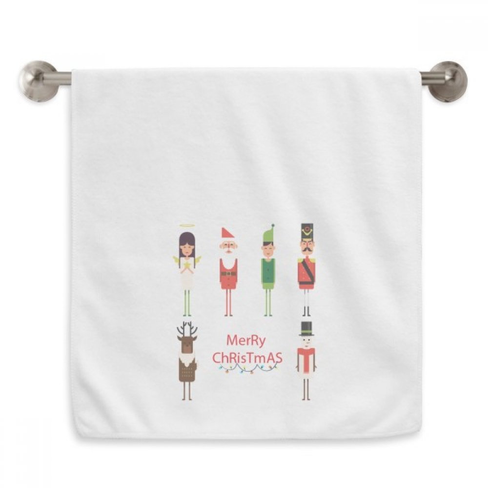 Serviette Joyeux Noël pour visage doux | Débarbouillette blanche 13x29