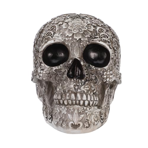 Calavera de resina RLKHXBS con flores para decoración gótica de hogar y oficina