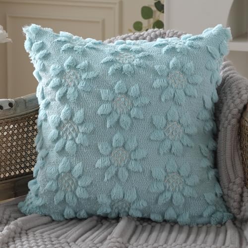 Image of DFXSZ Spring Summer Pillow Covers 18x18 inch Set of 2 Blue Sunflower