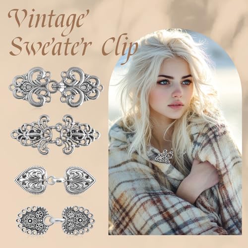 Image of CLINTT Exquisite Retro Sweater Twirl Clips, Cape Cloak Fasteners for Dresses, Stylish Cardigan Clips