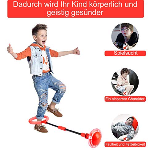 Swing Wheel mit Lichtrad, Kinder Blinkender Springring Fußkreisel, Faltbare Glühender Springender Ball, lustiges… – Bild 4