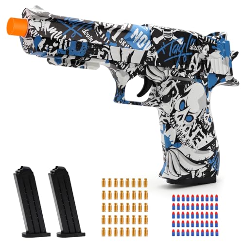 Trokiomi Soft Bullet Toy Gun Shell Ejecting for Age 8, 9, 10, 11, 12+ Years Old Boys, Realistic Toy Pistol with 50 Foam Bullets, 40 Shells & 2 Clips,...