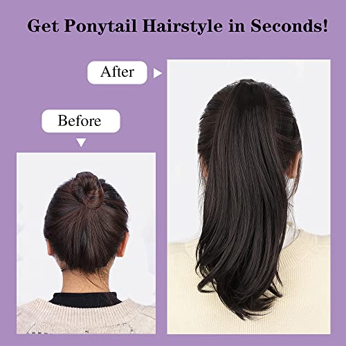 Cisyia Ponytail Extension Claw Clip In Hairpiece Natural Ponytail For Women Straight Synthetic Hair Pony Tails High-Resistant Fiber Hair For Girls 16 Inches(Black Brown) #TOP3