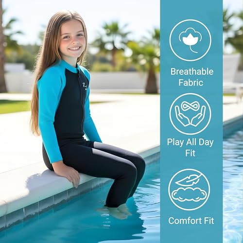 Image of ZIUM Girls 4 Way Lycra Swimsuit Cum Diving Suit with Print & Plain Options
