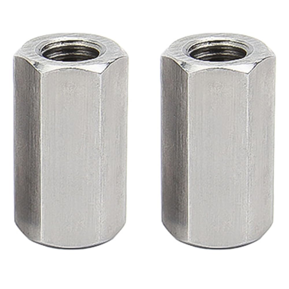 M8 x 1.25-Pitch x 25mm Long 304 Stainless Steel Hex Rod Coupling Nuts Metric Threaded Connectors for Industrial Constructor Workshop 2Pcs