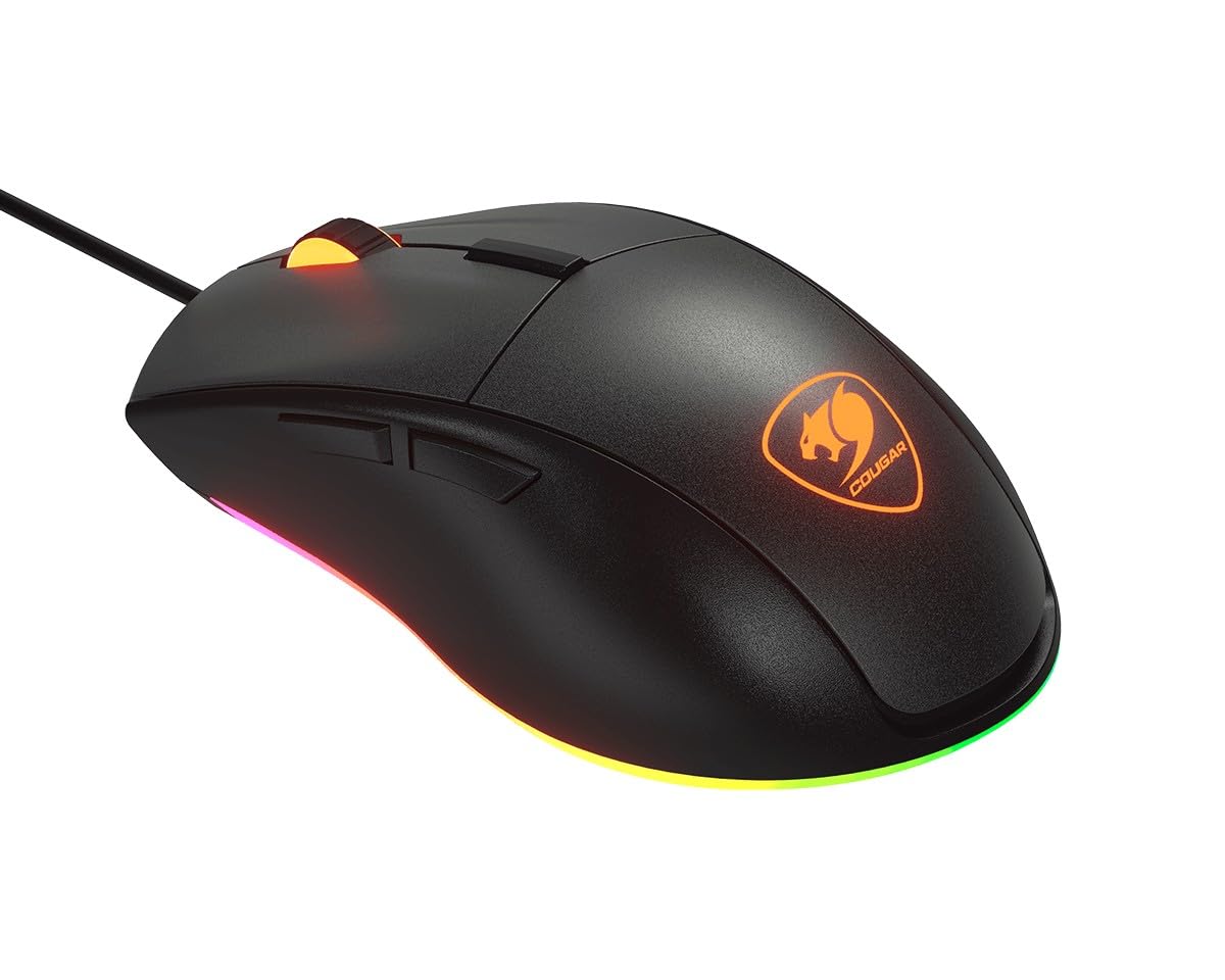 COUGAR Gaming | Mouse Gaming | MINOSEX Nero - Sensore ottico PMW3330-7200 DPI - Switch OMRON - Retroilluminazione RGB personalizzabile - Design ergonomico - Pattini in PTFE - Connettore USB