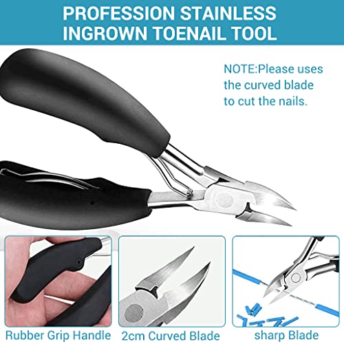 MAYCREATE® Ingrown Toenail Clippers for Ingrown or Thick Toenails, 9PCS Stainless Steel Toe Nail Clipper for Men & Seniors, Professional Pedicure Clippers Kit with Nail File - Image 3