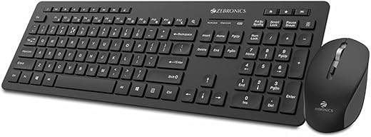 Zebronics Zeb-Companion 500 2.4GHz Wireless Keyboard & Mouse Combo, USB Nano Receiver, Chiclet Keys, Ultra Silent, Power On/Off Switch, Rupee Key,…