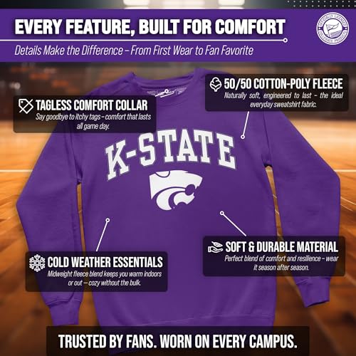 Image of NCAA College Sweatshirt Fleece Crewneck Pullover for Men and Women | Officially licensed NCAA college gameday crewneck pullover - 9 oz fleece lined sweatshirt with arch and logo design