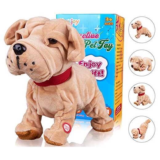 Marsjoy Bulldog Robot Toy Dog, Electronic Dog Toy, Plush Stuffed Animal Dog Toy , Interactive Puppy Plush Animated Dog, Touch Control, Robot Dog for Toddler Boys Girls Kids Length 12"