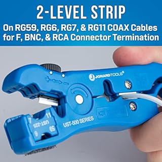 Jonard Tools UST-525 Universal Cable Stripping Tool with Cable Stop for Coax, Network, and Telephone Cables