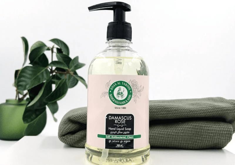 Khan Al SabounOrganic Natural Liquid Hand Soap 500ml - Luxurious Infused Cleanser for Radiant Skin (Rose)