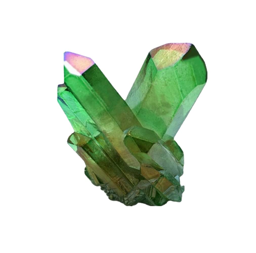 1pc Natural Aura Green Titanium Stone Quartz Crystal Cluster Specimens Healing Random