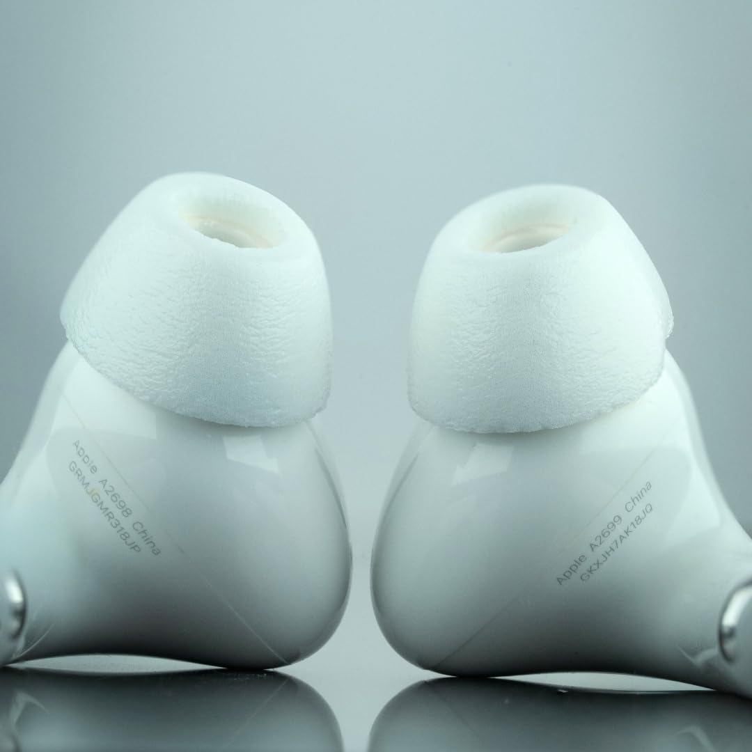 Comply TrueGrip MAX Premium Memory Foam Replacement Earplugs for Apple AirPods Pro (1 & 2 Generation) SmartSkin™ Technology White, Size M, 1 Pair